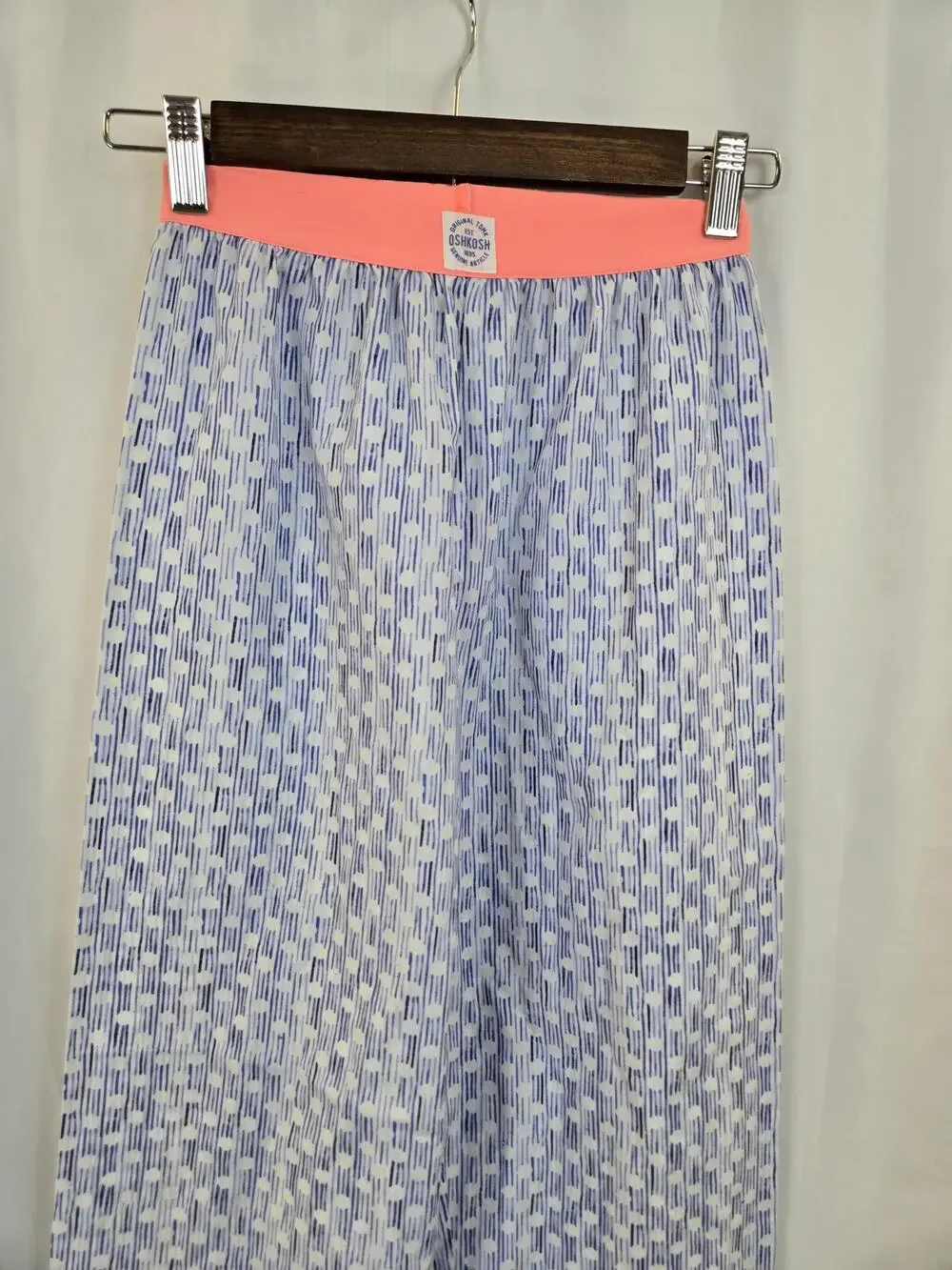 OshKosh B'gosh Dress Pants Girls 12 Blue Striped Pull On Wide Leg Casual Summer